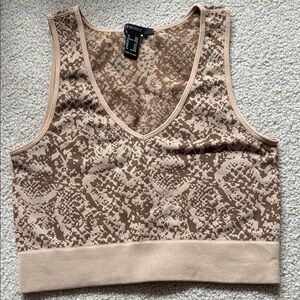 Forever 21 Tan Crop Tank Top with Snakeskin Print